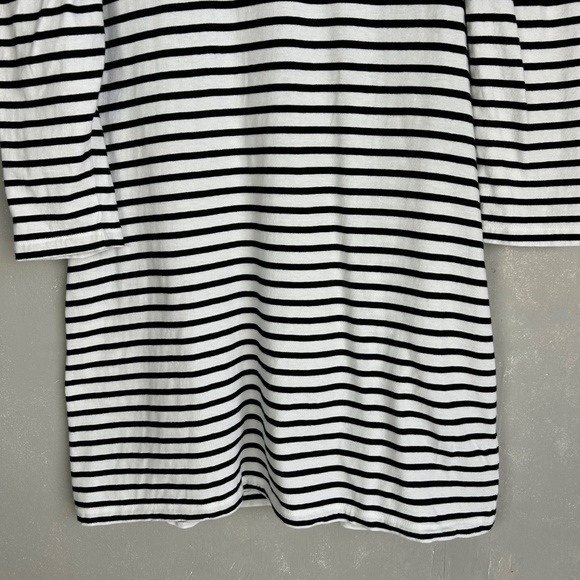 A.L.C size L Kidman mini shirt dress black white stripe 3/4 puff sleeve cotton - Picture 4 of 12